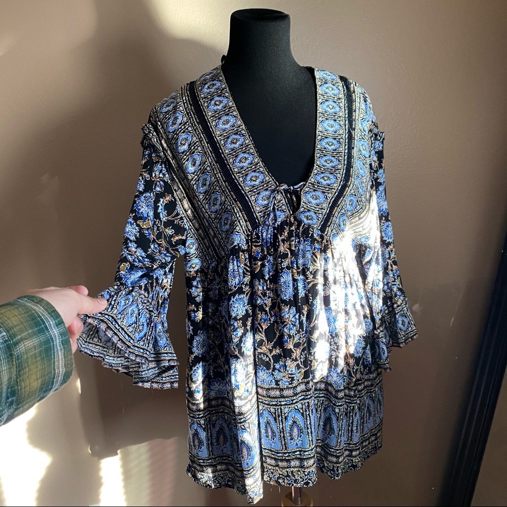 Free people tunic blue flora dress